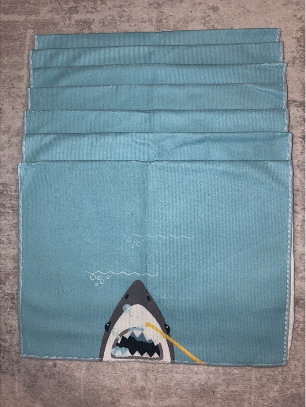 Shark Kitchen Dish Towels Set of 7 Blue Teal Microfiber 18x25 Nautical Ocean